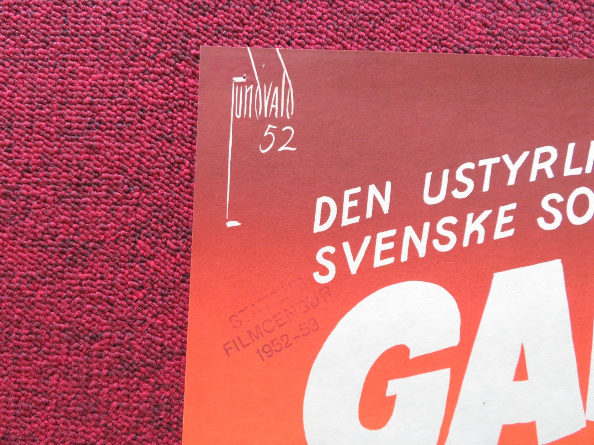 REGEMENTETS ROS DANISH POSTER ROLLED BIRGER MALMSTEN BENGT LOGARDT 1954 Rendezvous Cinema Movie posters