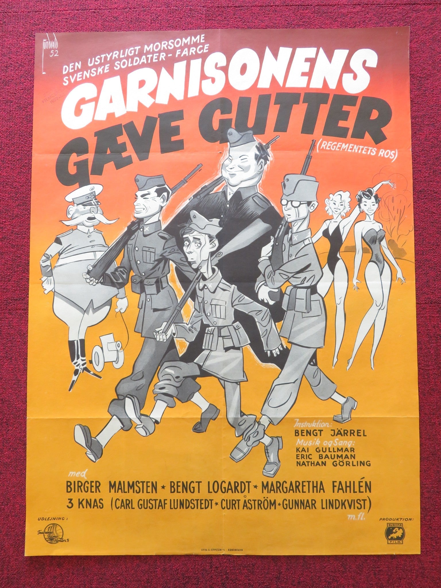 REGEMENTETS ROS DANISH POSTER ROLLED BIRGER MALMSTEN BENGT LOGARDT 1954 Rendezvous Cinema Movie posters