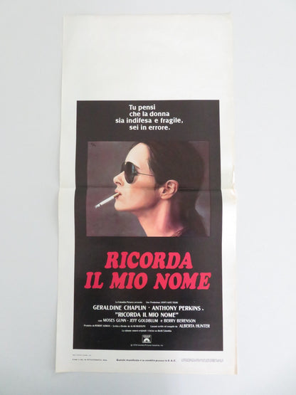 REMEMBER MY NAME ITALIAN LOCANDINA POSTER CHAPLINE ANTHONY PERKINS 1978 Movie posters