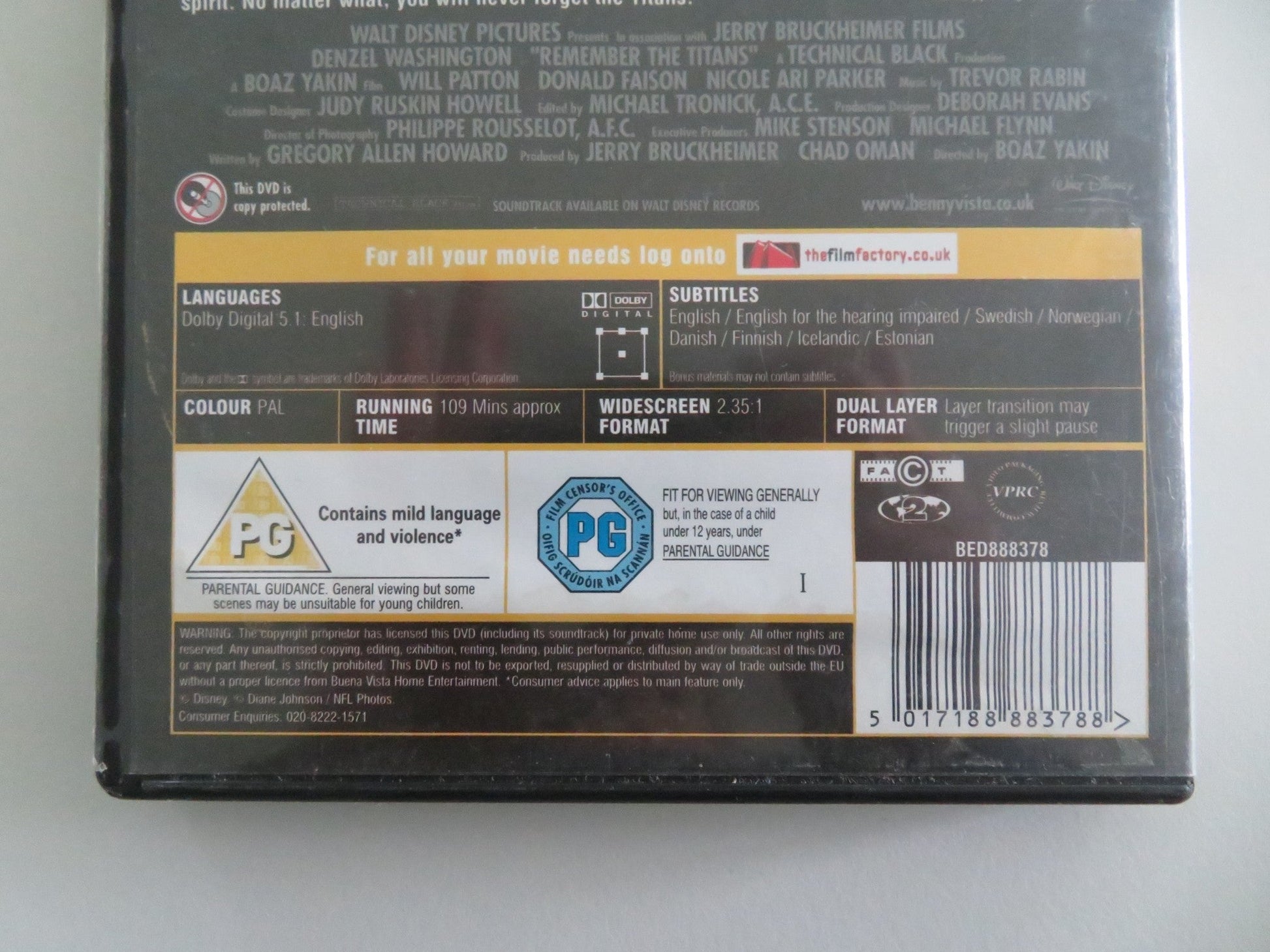 Remember the Titans (DVD) Denzel Washington Will Patton 2000 Region 2 Movie posters