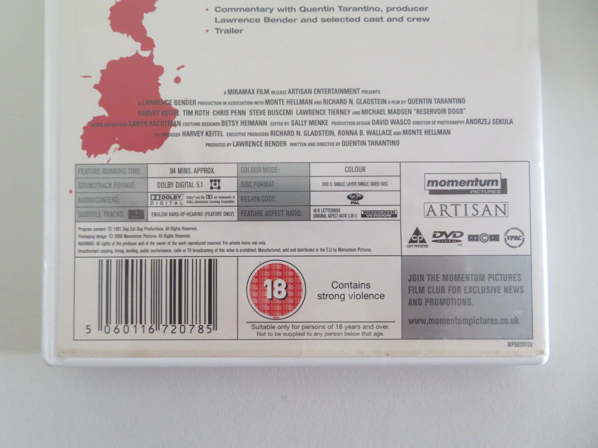 RESERVOIR DOGS (DVD) HARVEY KEITEL MICHAEL MADSEN TIM ROTH 1992 REGION 2 - Rendezvous Cinema