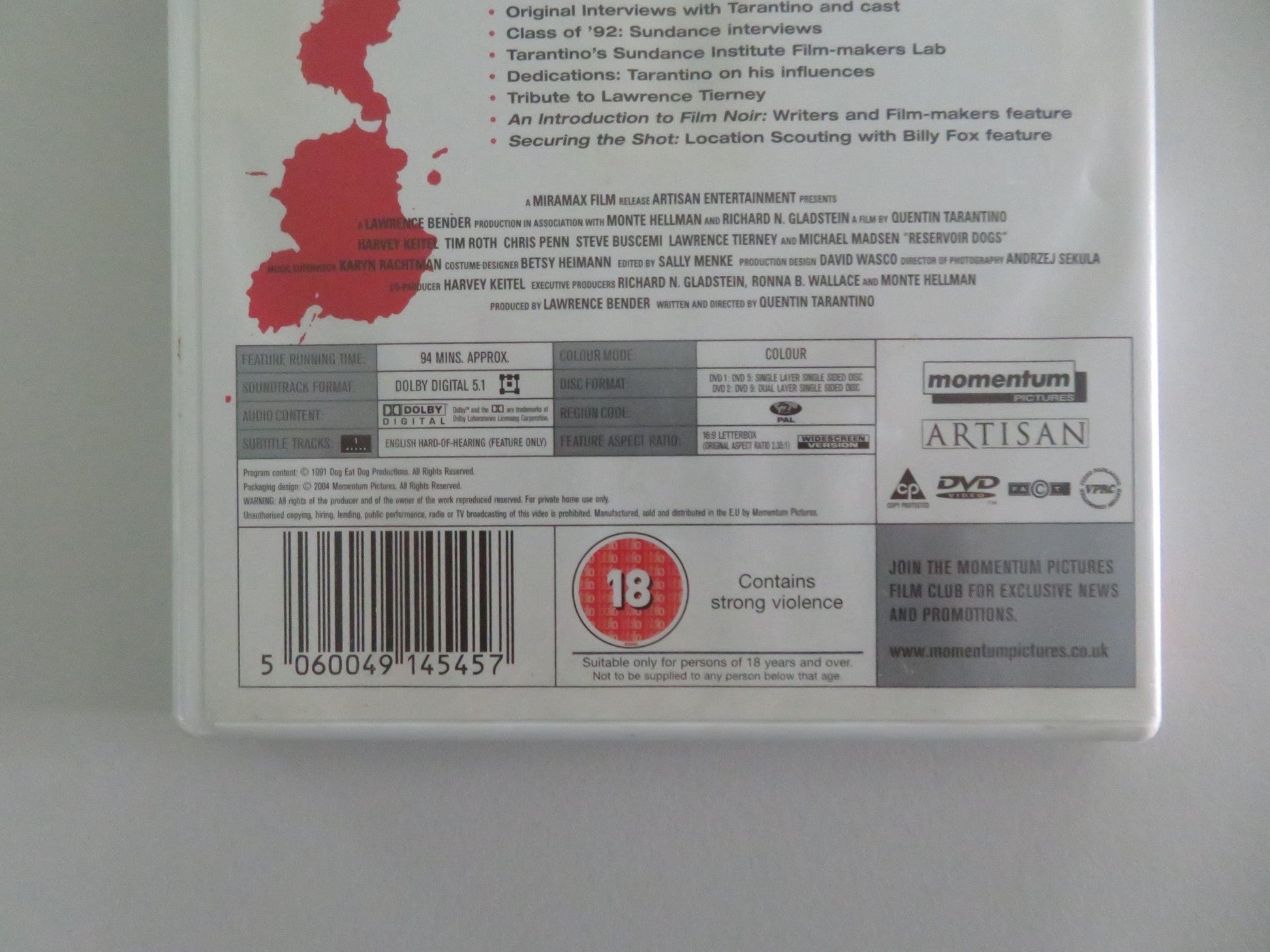 RESERVOIR DOGS - SPECIAL EDITION (DVD) HARVEY KEITEL TIM ROTH 1992 REGION 2 Movie posters