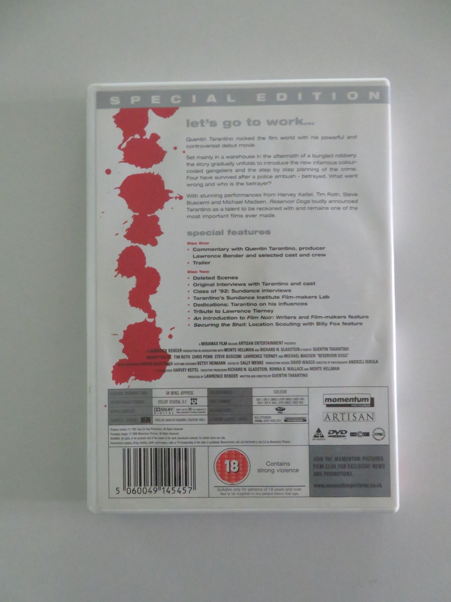 RESERVOIR DOGS - SPECIAL EDITION (DVD) HARVEY KEITEL TIM ROTH 1992 REGION 2 Movie posters