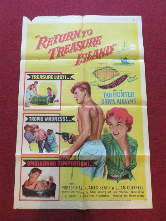 RETURN TO TREASURE ISLAND FOLDED US ONE SHEET POSTER TAB HUNTER DAWN ADDAMS 1954 Movie posters