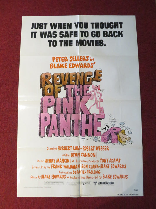 REVENGE OF THE PINK PANTHER FOLDED US ONE SHEET POSTER PETER SELLERS H. LOM 1978 Rendezvous Cinema Movie posters