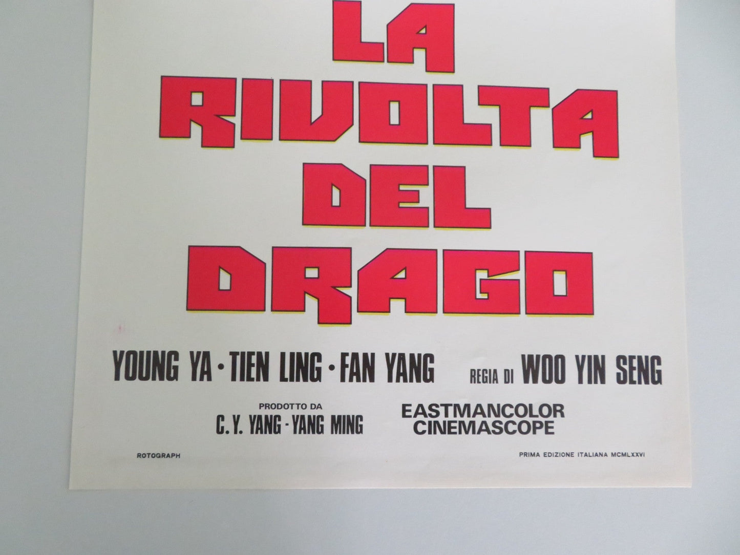REVOLT OF THE DRAGON ITALIAN LOCANDINA POSTER YOUNG YA TIEN LING 1974 Movie posters
