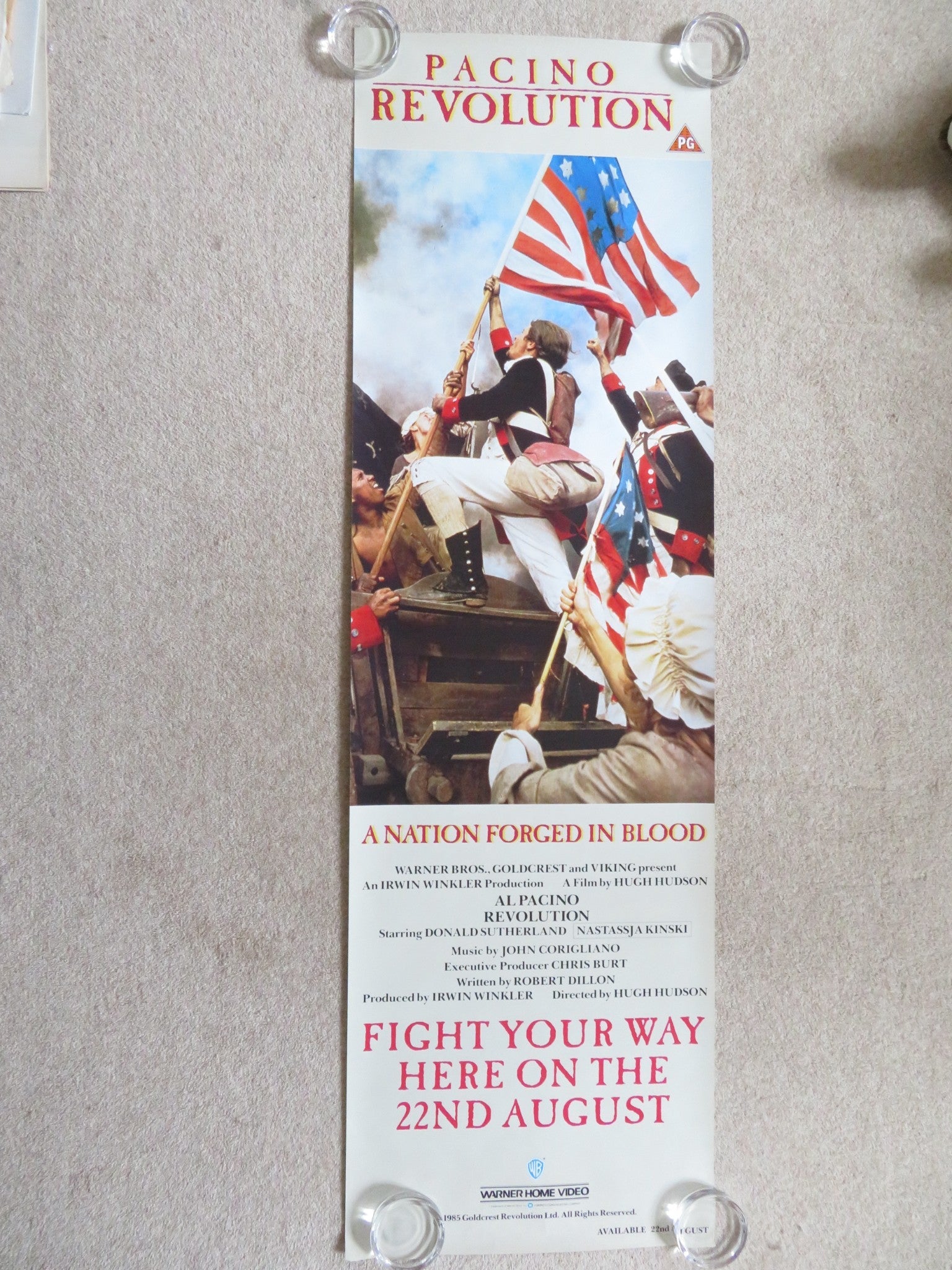 REVOLUTION DOOR PANEL POSTER ROLLED AL PACINO DONALD SUTHERLAND 1985 VHS POSTER Rendezvous Cinema Movie posters