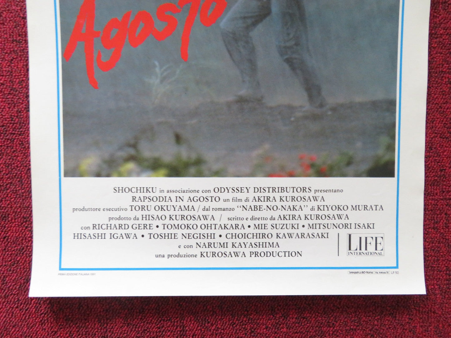 RHAPSODY IN AUGUST ITALIAN LOCANDINA POSTER RICHARD GERE TOMOKO OTAKARA 1991 Rendezvous Cinema Movie posters