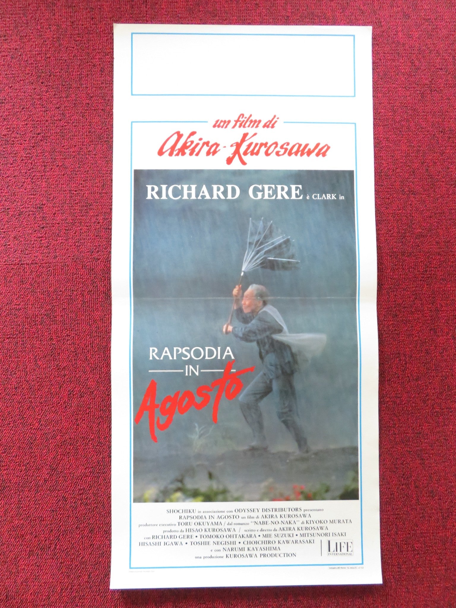 RHAPSODY IN AUGUST ITALIAN LOCANDINA POSTER RICHARD GERE TOMOKO OTAKARA 1991 Rendezvous Cinema Movie posters