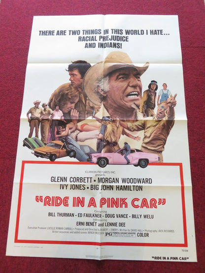 RIDE IN A PINK CAR FOLDED US ONE SHEET POSTER GLENN CORBETT MORGAN WOODWARD 1973 Rendezvous Cinema Movie posters