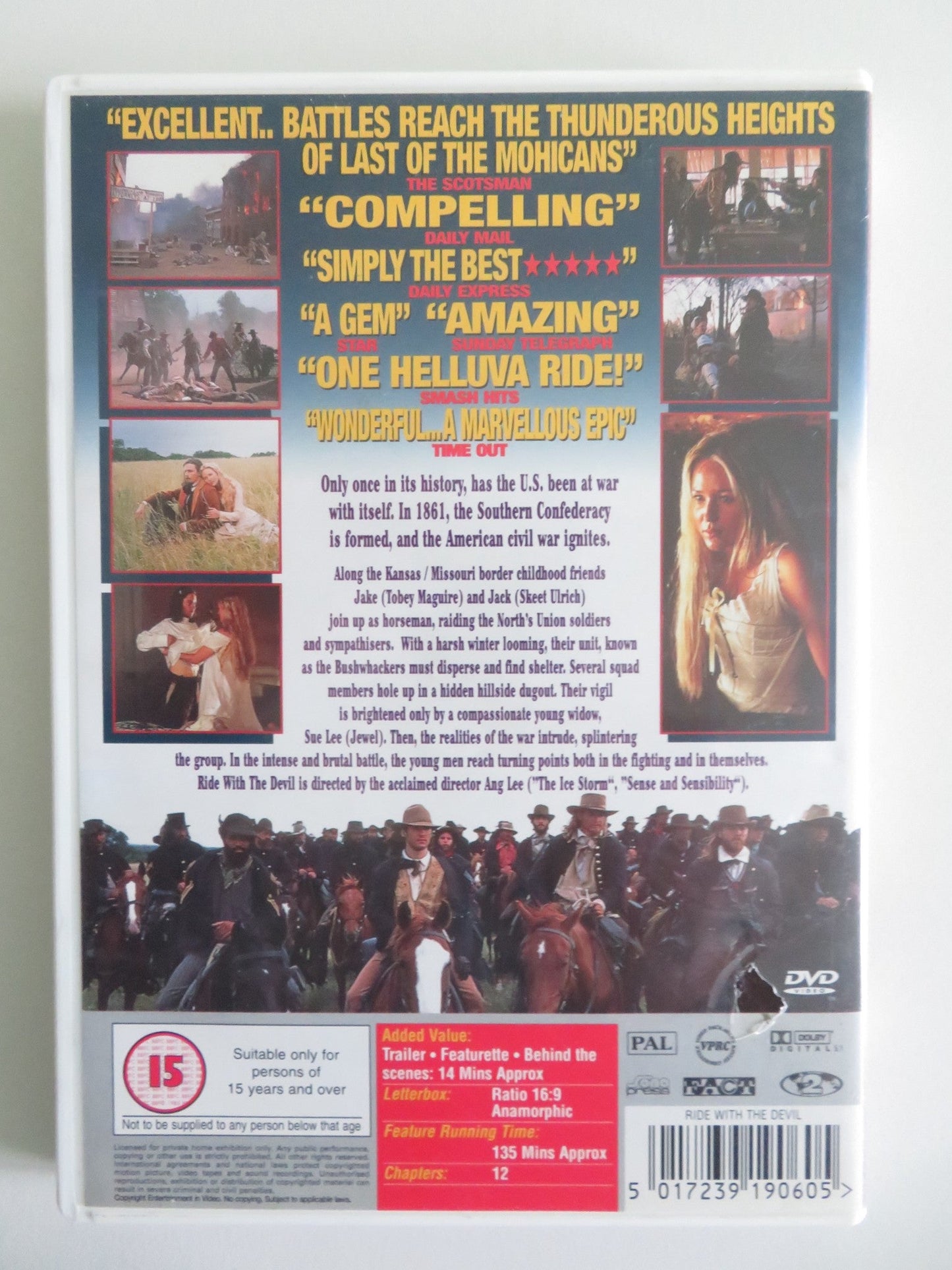 RIDE WITH THE DEVIL (DVD) TOBEY MAGUIRE JEREMY W. AUMAN 1999 REGION 2 Movie posters