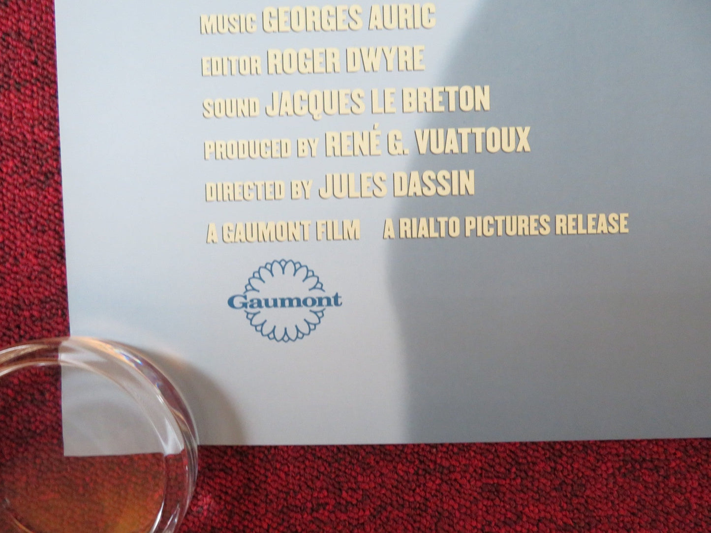 RIFIFI US ONE SHEET ROLLED POSTER JEAN SERVAIS CARL MOHNER 2000s Rendezvous Cinema Movie posters