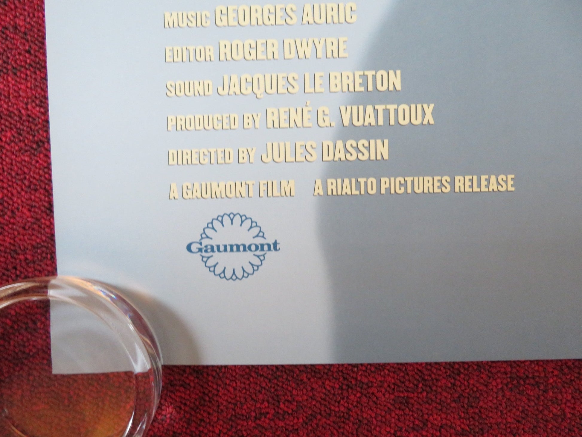 RIFIFI US ONE SHEET ROLLED POSTER JEAN SERVAIS CARL MOHNER 2000s Rendezvous Cinema Movie posters