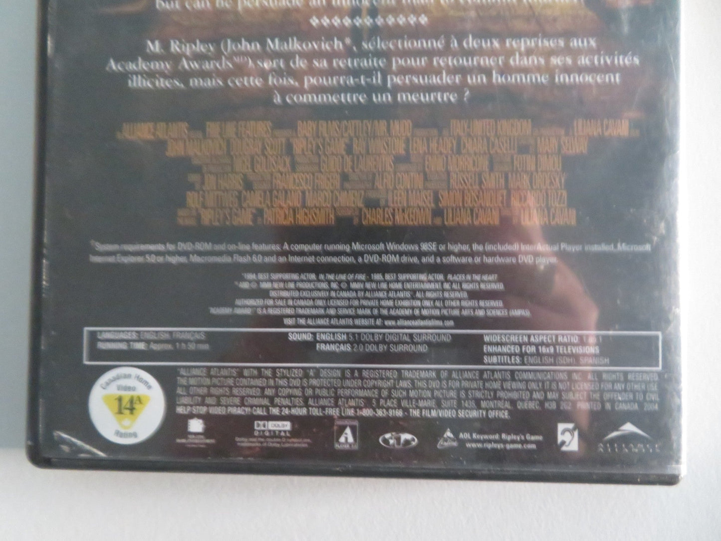 RIPLEY'S GAME (DVD) JOHN MALKOVICH DOUGRAY SCOTT 2002 REGION 1 Movie posters
