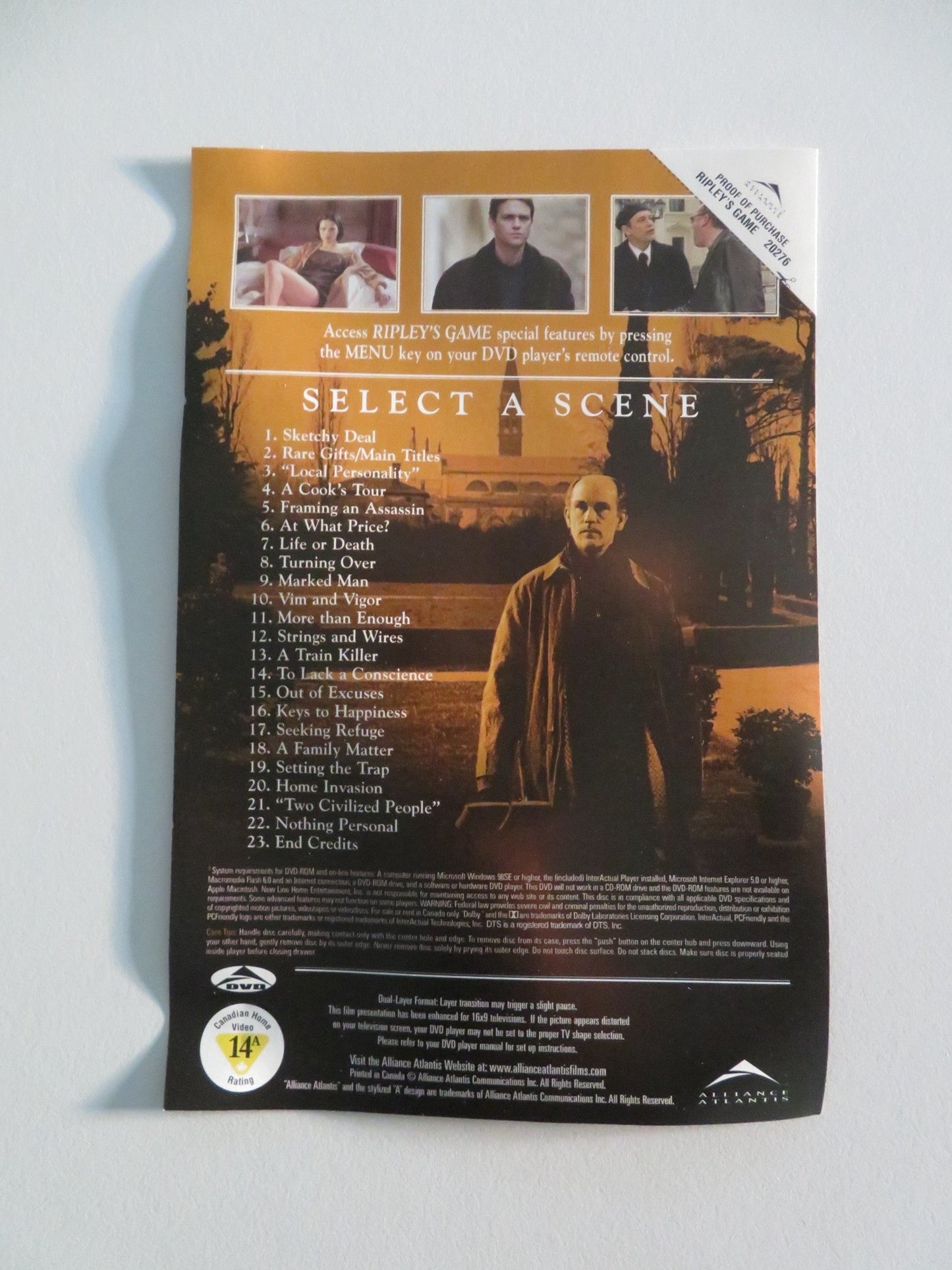 RIPLEY'S GAME (DVD) JOHN MALKOVICH DOUGRAY SCOTT 2002 REGION 1 Movie posters