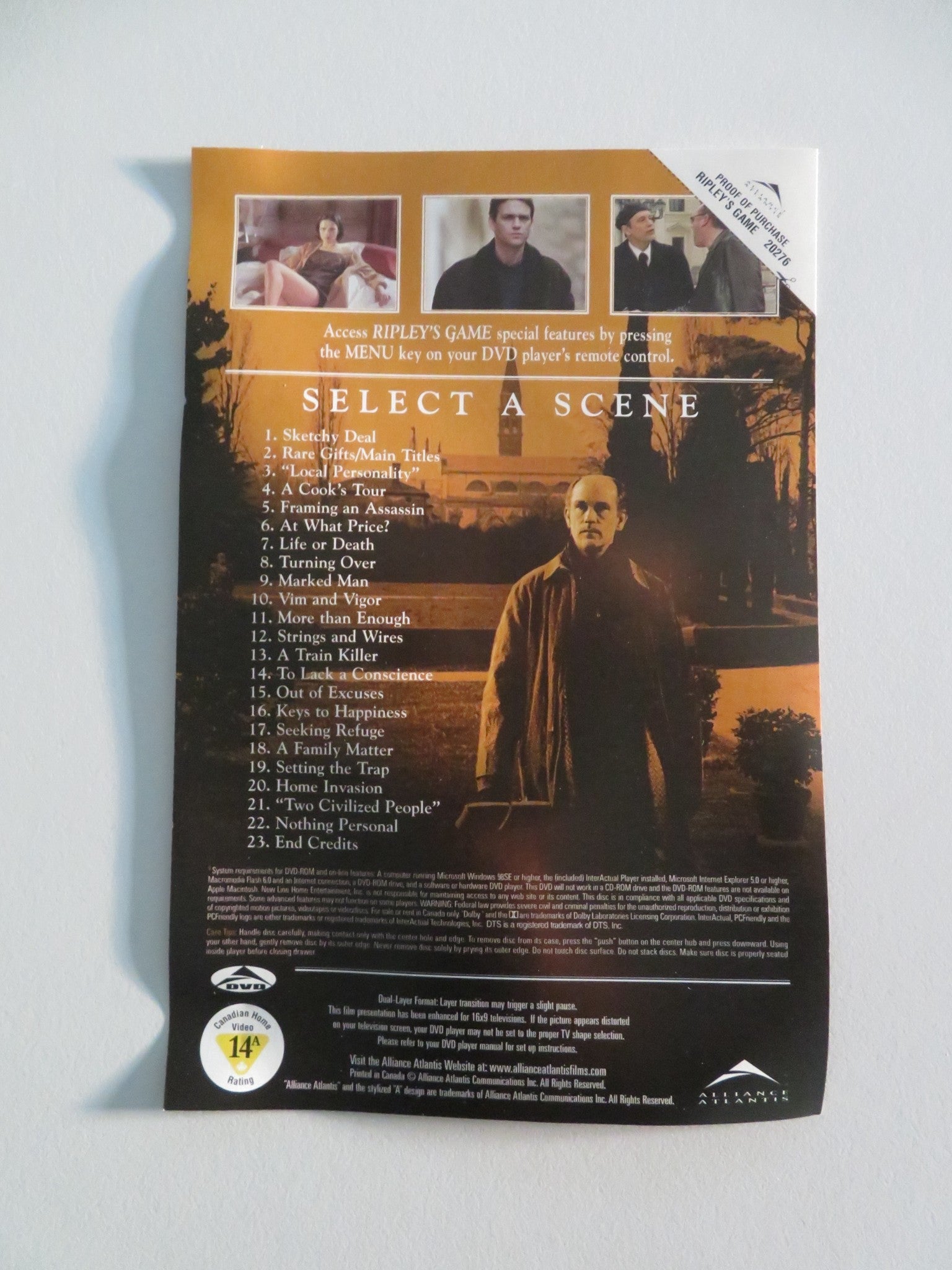 RIPLEY'S GAME (DVD) JOHN MALKOVICH DOUGRAY SCOTT 2002 REGION 1 Movie posters