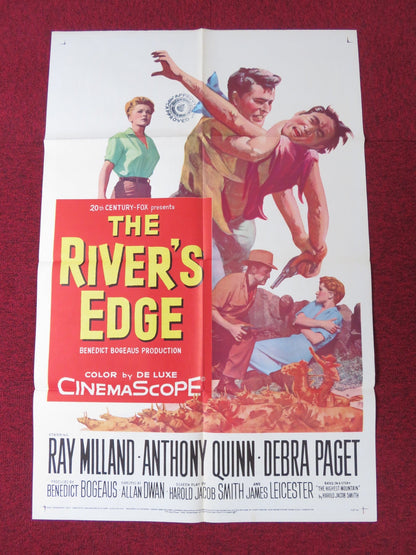 RIVER'S EDGE FOLDED US ONE SHEET POSTER RAY MILLAND ANTHONY QUINN 1957 Rendezvous Cinema Movie posters