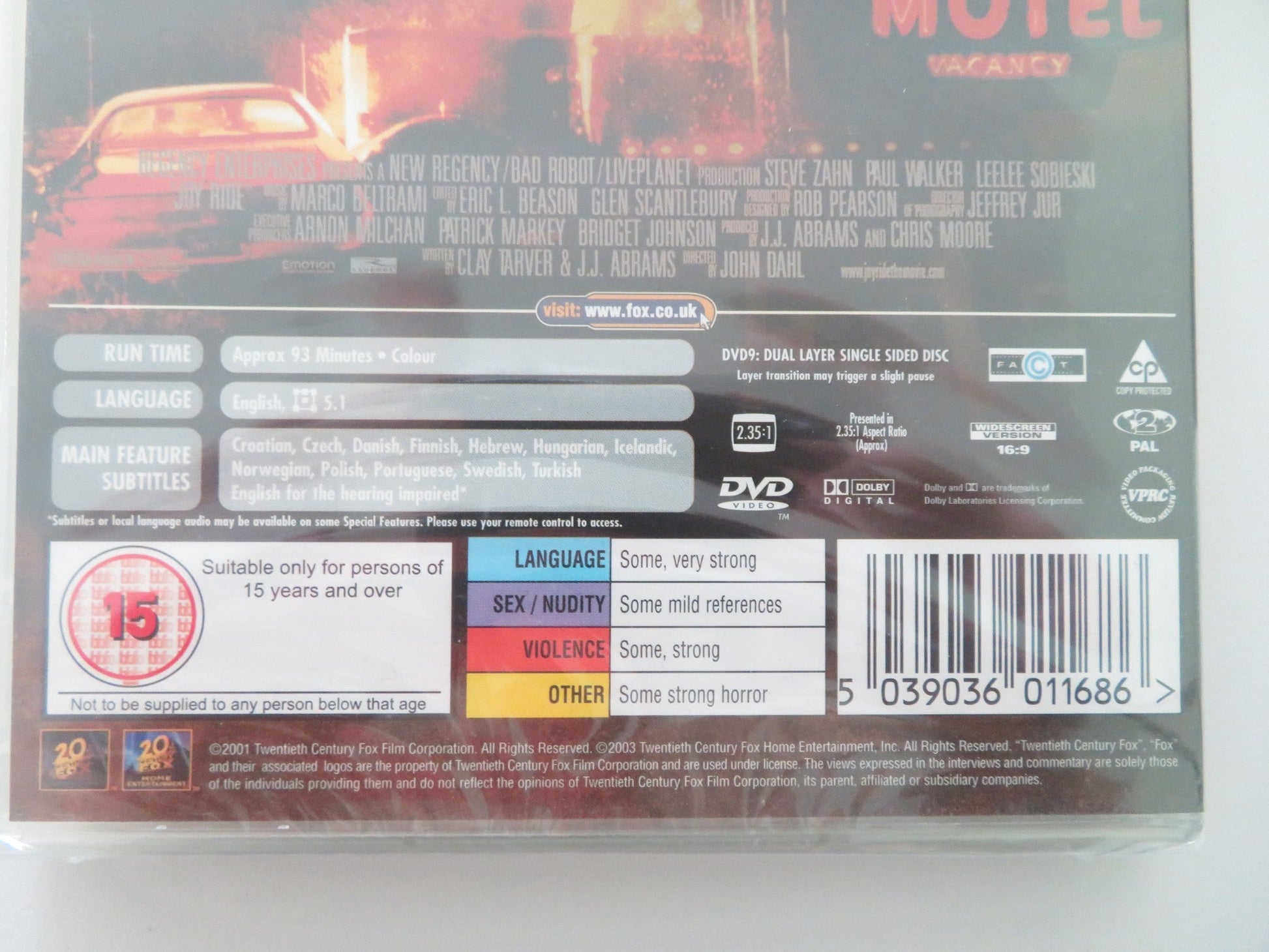 ROADKILL (DVD) STEVE ZAHN PAUL WALKER 2001 REGION 2 Movie posters