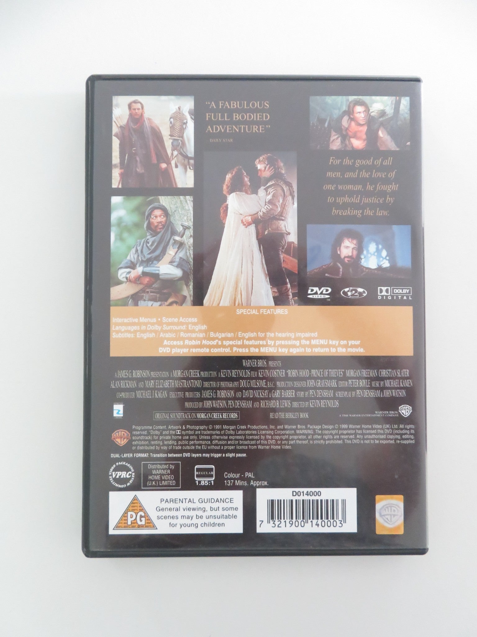 ROBIN HOOD: PRINCE OF THIEVES (DVD) KEVIN COSTNER MORGAN FREEMAN 1991 REGION 2 Movie posters