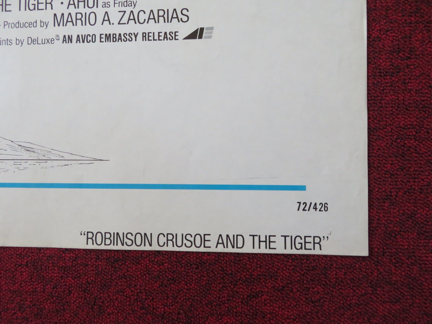 ROBINSON CRUSOE AND THE TIGER FOLDED US ONE SHEET POSTER HUGO STIGLITZ 1972 Rendezvous Cinema Movie posters