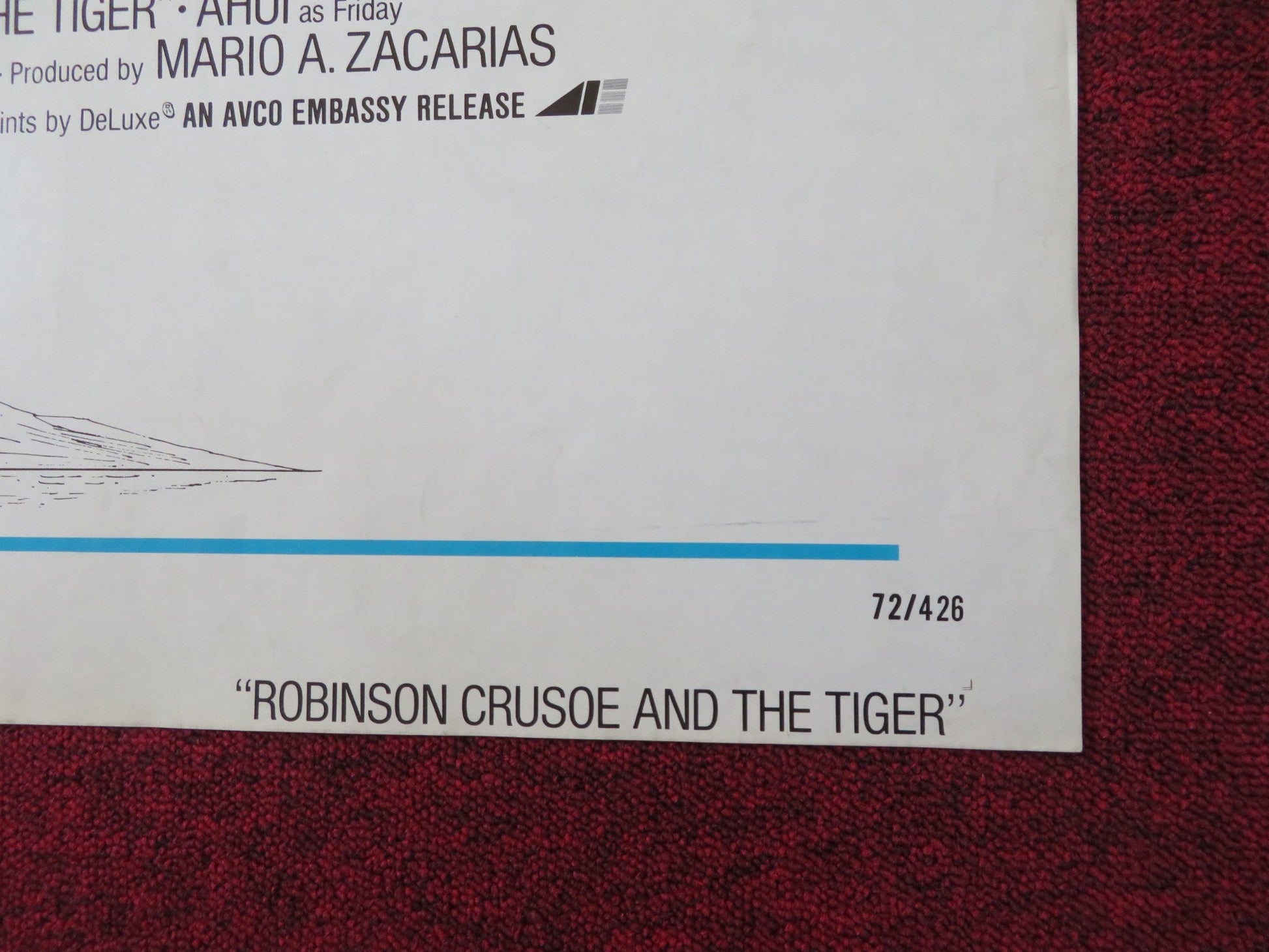 ROBINSON CRUSOE AND THE TIGER FOLDED US ONE SHEET POSTER HUGO STIGLITZ 1972 Rendezvous Cinema Movie posters