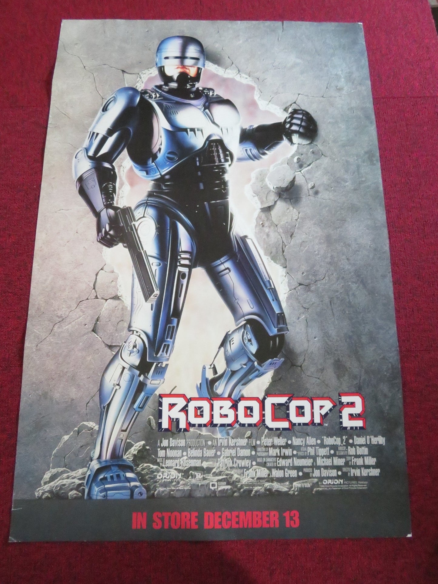 ROBOCOP 2 DOUBLE IMAGE VHS VIDEO POSTER ROLLED PETER WELLER NANCY ALLEN 1990 Rendezvous Cinema Movie posters