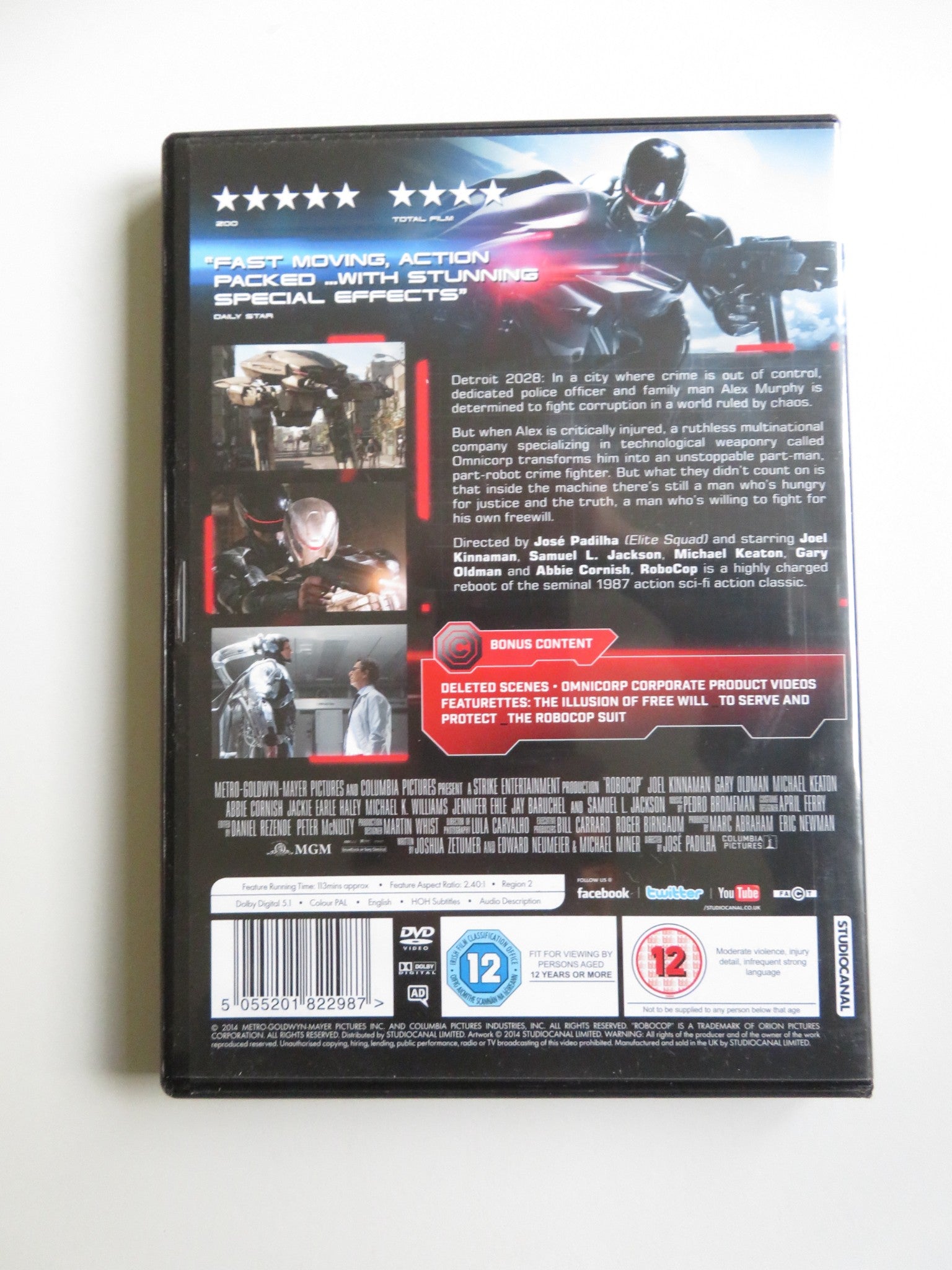 ROBOCOP (DVD) JOEL KINNAMAN MICHAEL KEATON GARY OLDMAN 2014 REGION 2 - Rendezvous Cinema
