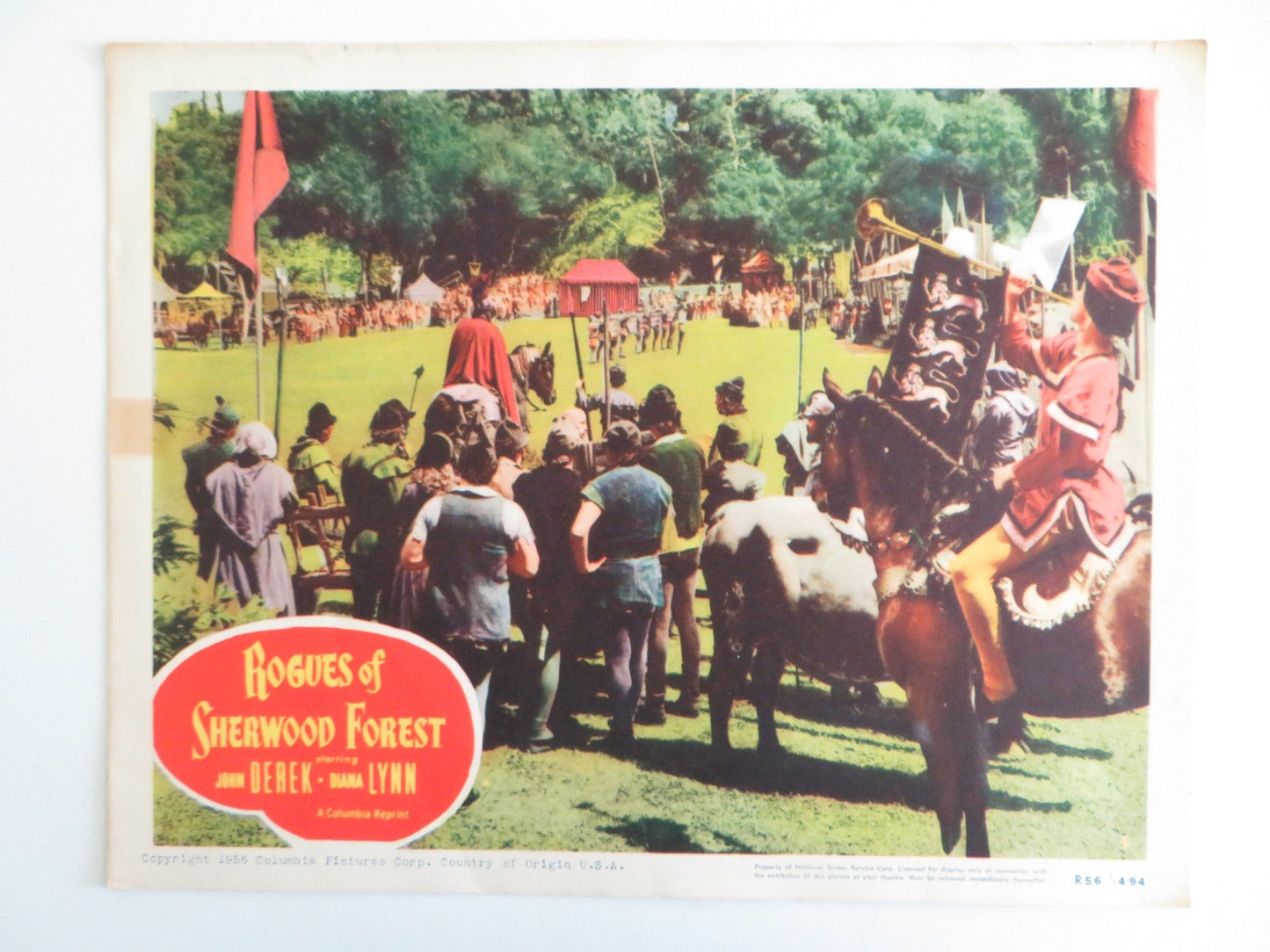 ROGUES OF SHERWOOD FOREST - #4 LOBBY CARD JOHN DEREK DIANA LYNN 1956 Rendezvous Cinema Movie posters
