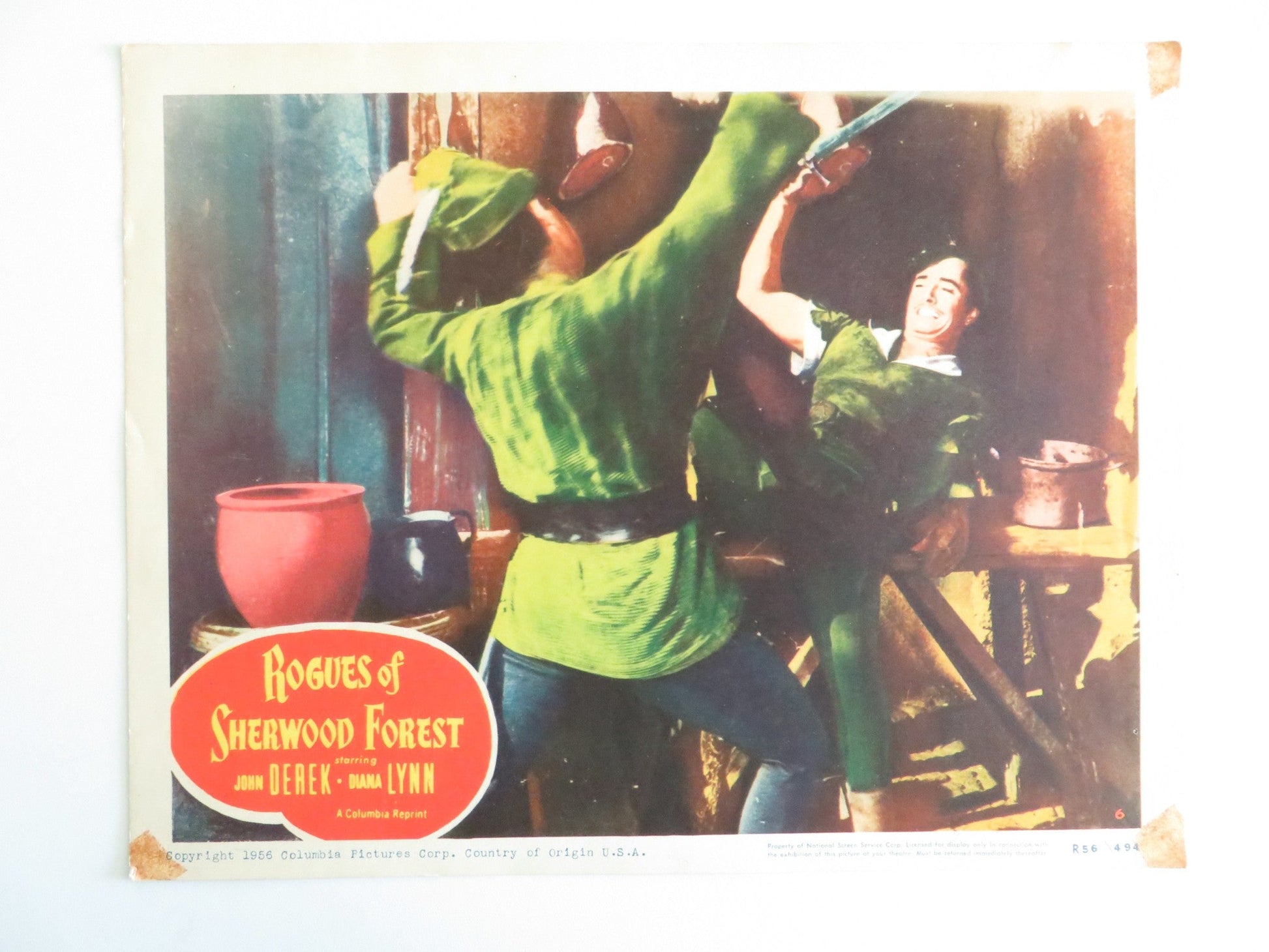 ROGUES OF SHERWOOD FOREST - #6 LOBBY CARD JOHN DEREK DIANA LYNN 1956 Rendezvous Cinema Movie posters