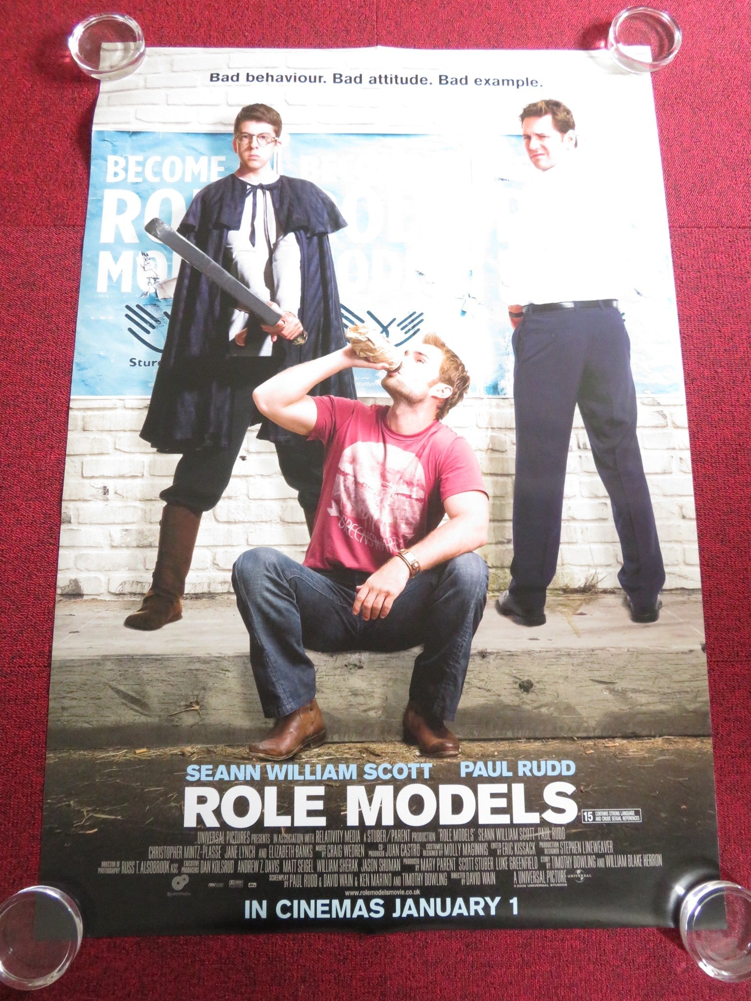 ROLE MODELS US ONE SHEET ROLLED POSTER PAUL RUDD SEANN WILLIAM SCOTT 2008 Rendezvous Cinema Movie posters