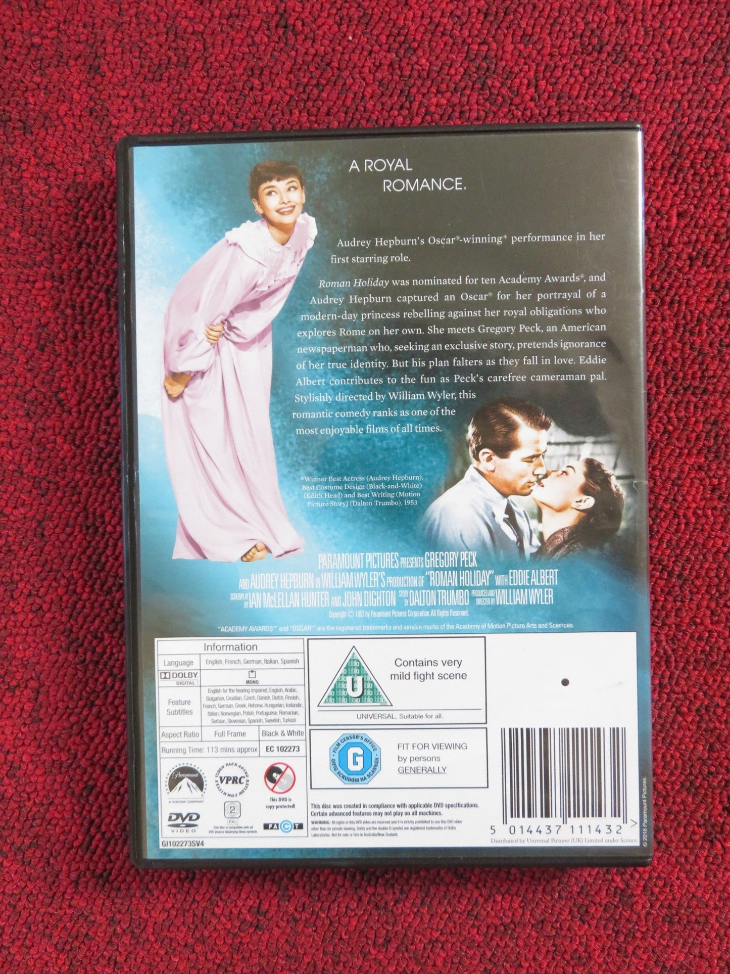 ROMAN HOLIDAY (DVD) GREGORY PECK AUDREY HEPBURN 1953 REGION 2 Rendezvous Cinema Movie posters