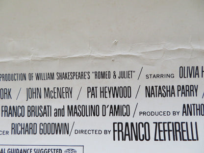 ROMEO AND JULIET US INSERT POSTER OLIVIA HUSSEY LEONARD WHITING R1973 Rendezvous Cinema Movie posters