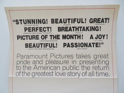 ROMEO AND JULIET US INSERT POSTER OLIVIA HUSSEY LEONARD WHITING R1973 Rendezvous Cinema Movie posters