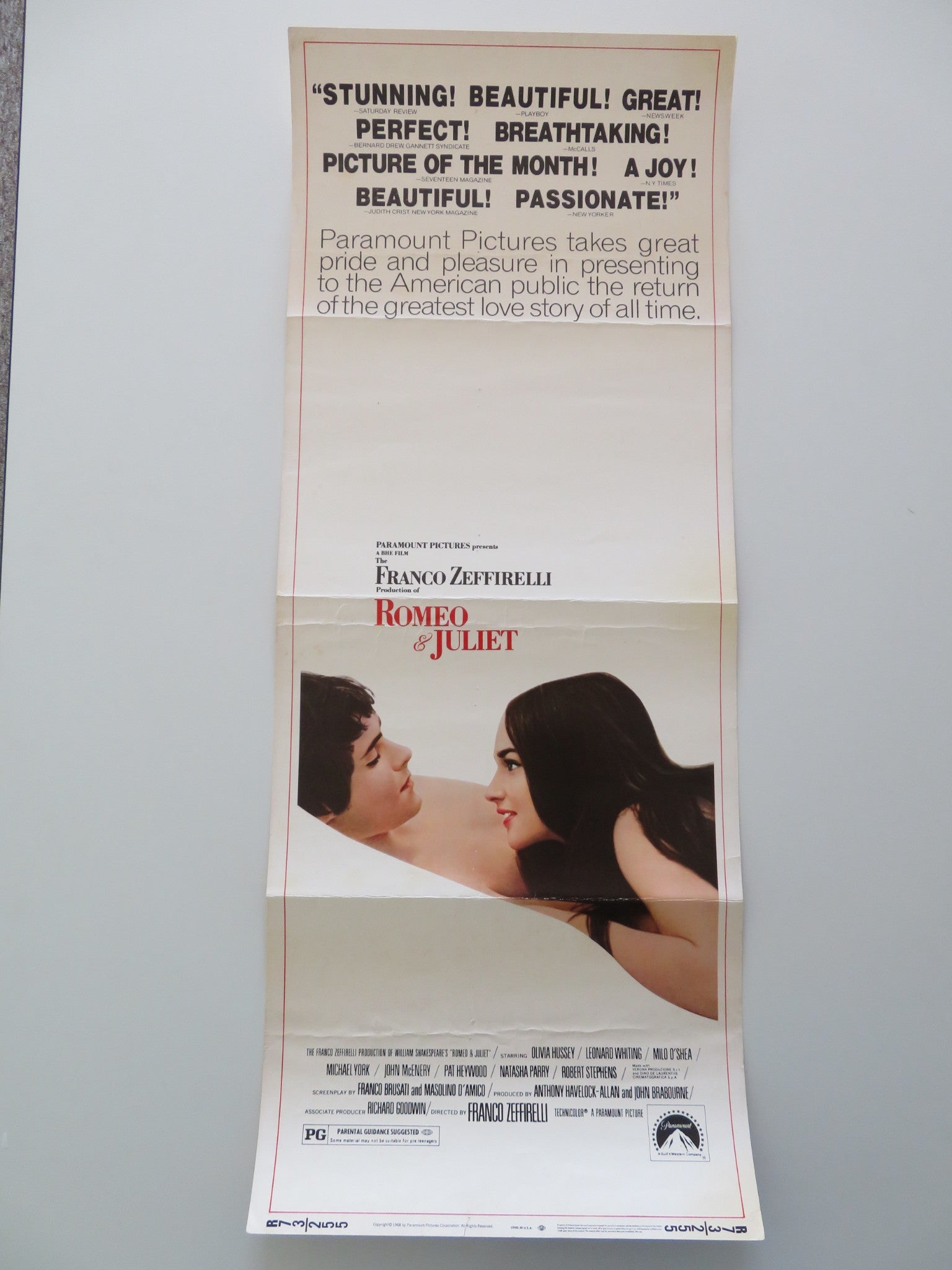 ROMEO AND JULIET US INSERT POSTER OLIVIA HUSSEY LEONARD WHITING R1973 Rendezvous Cinema Movie posters