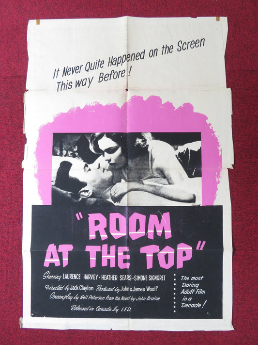 ROOM AT THE TOP FOLDED US ONE SHEET POSTER SIMONE SIGNORET LAURENCE HARVEY 1958 Rendezvous Cinema Movie posters