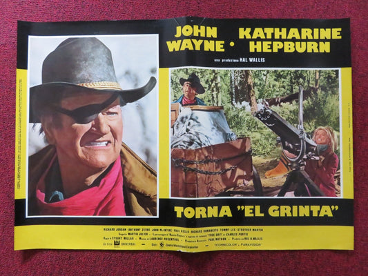 ROOSTER COGBURN - A ITALIAN FOTOBUSTA POSTER JOHN WAYNE KATHERINE HEPBURN 1975 Rendezvous Cinema Movie posters
