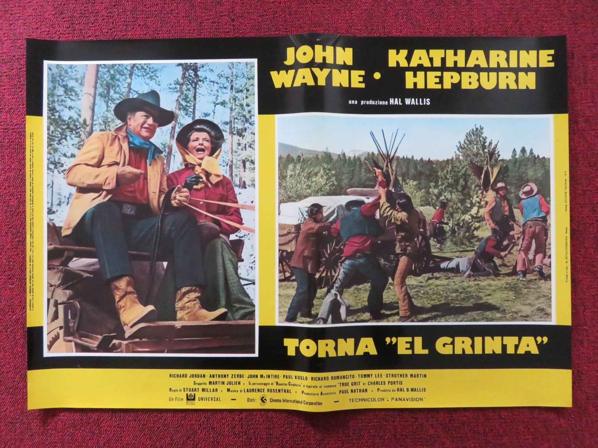 ROOSTER COGBURN - B ITALIAN FOTOBUSTA POSTER JOHN WAYNE KATHERINE HEPBURN 1975 Rendezvous Cinema Movie posters