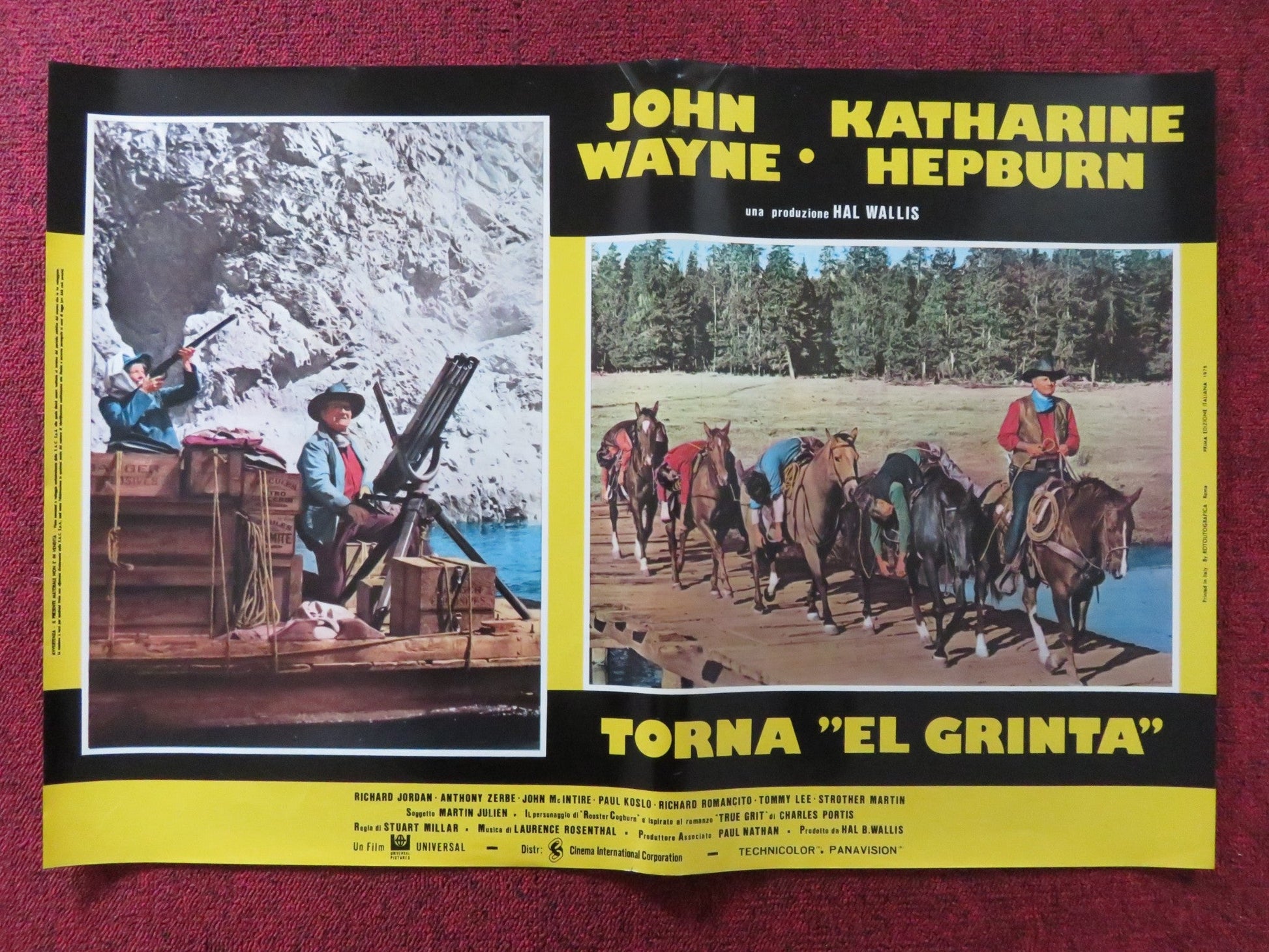 ROOSTER COGBURN - C ITALIAN FOTOBUSTA POSTER JOHN WAYNE KATHERINE HEPBURN 1975 Rendezvous Cinema Movie posters