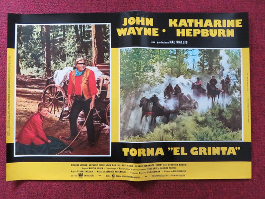 ROOSTER COGBURN - D ITALIAN FOTOBUSTA POSTER JOHN WAYNE KATHERINE HEPBURN 1975 Rendezvous Cinema Movie posters