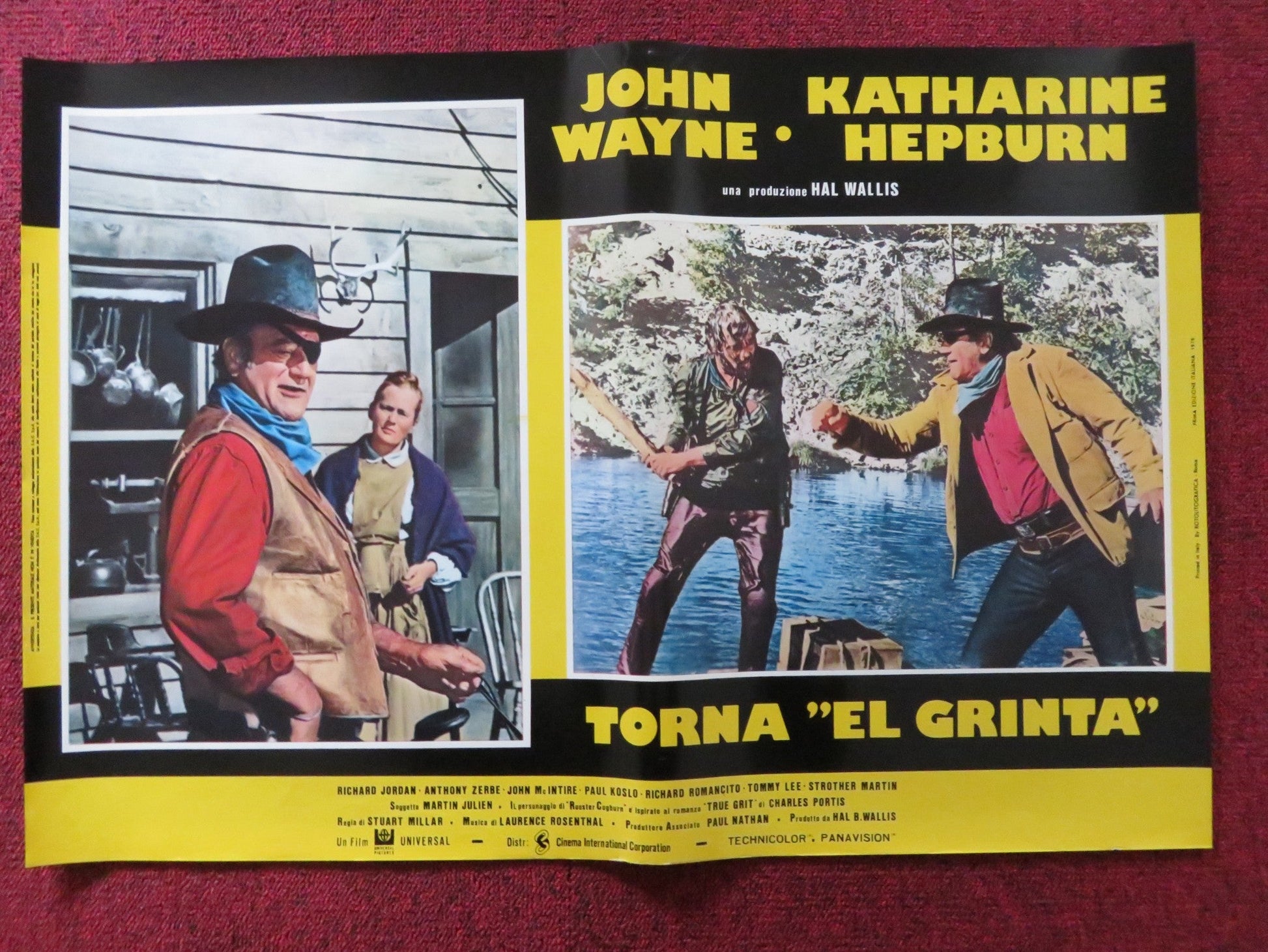 ROOSTER COGBURN - E ITALIAN FOTOBUSTA POSTER JOHN WAYNE KATHERINE HEPBURN 1975 Rendezvous Cinema Movie posters