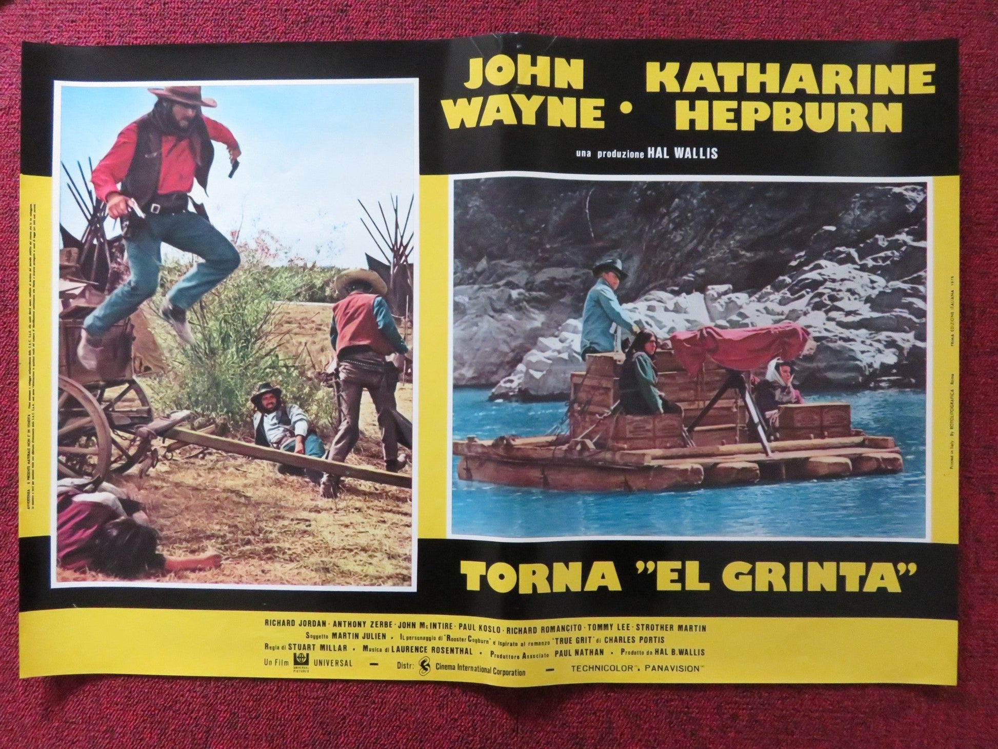 ROOSTER COGBURN - F ITALIAN FOTOBUSTA POSTER JOHN WAYNE KATHERINE HEPBURN 1975 Rendezvous Cinema Movie posters
