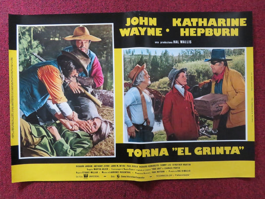 ROOSTER COGBURN - G ITALIAN FOTOBUSTA POSTER JOHN WAYNE KATHERINE HEPBURN 1975 Rendezvous Cinema Movie posters