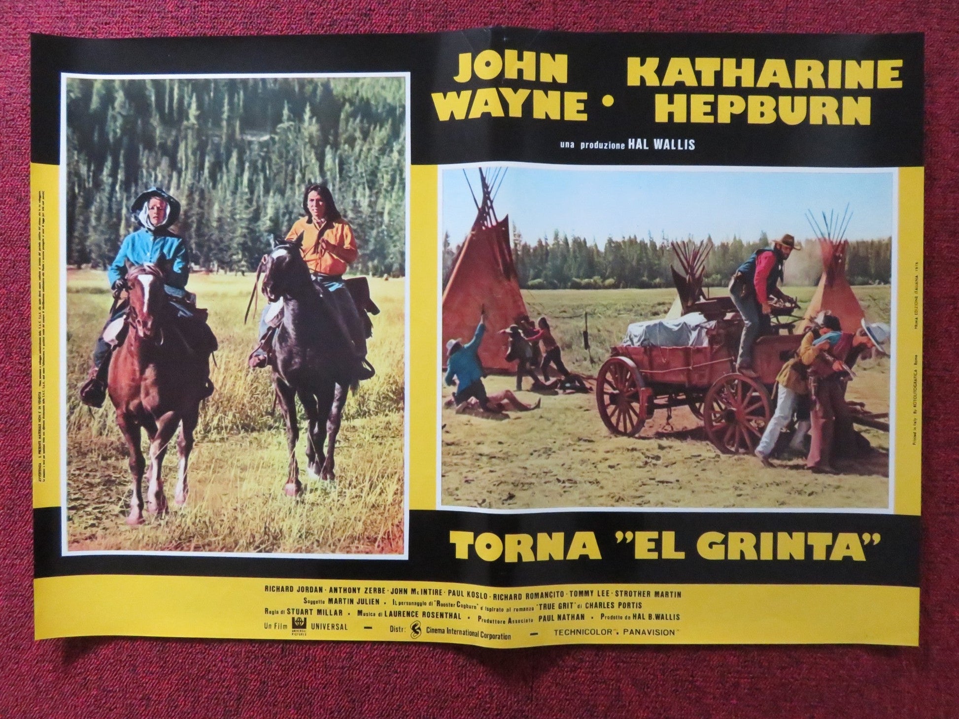 ROOSTER COGBURN - H ITALIAN FOTOBUSTA POSTER JOHN WAYNE KATHERINE HEPBURN 1975 Rendezvous Cinema Movie posters