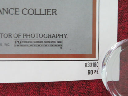 ROPE US TRI FOLDED ONE SHEET ROLLED POSTER JAMES STEWART KIM NOVAK R1983 Movie posters