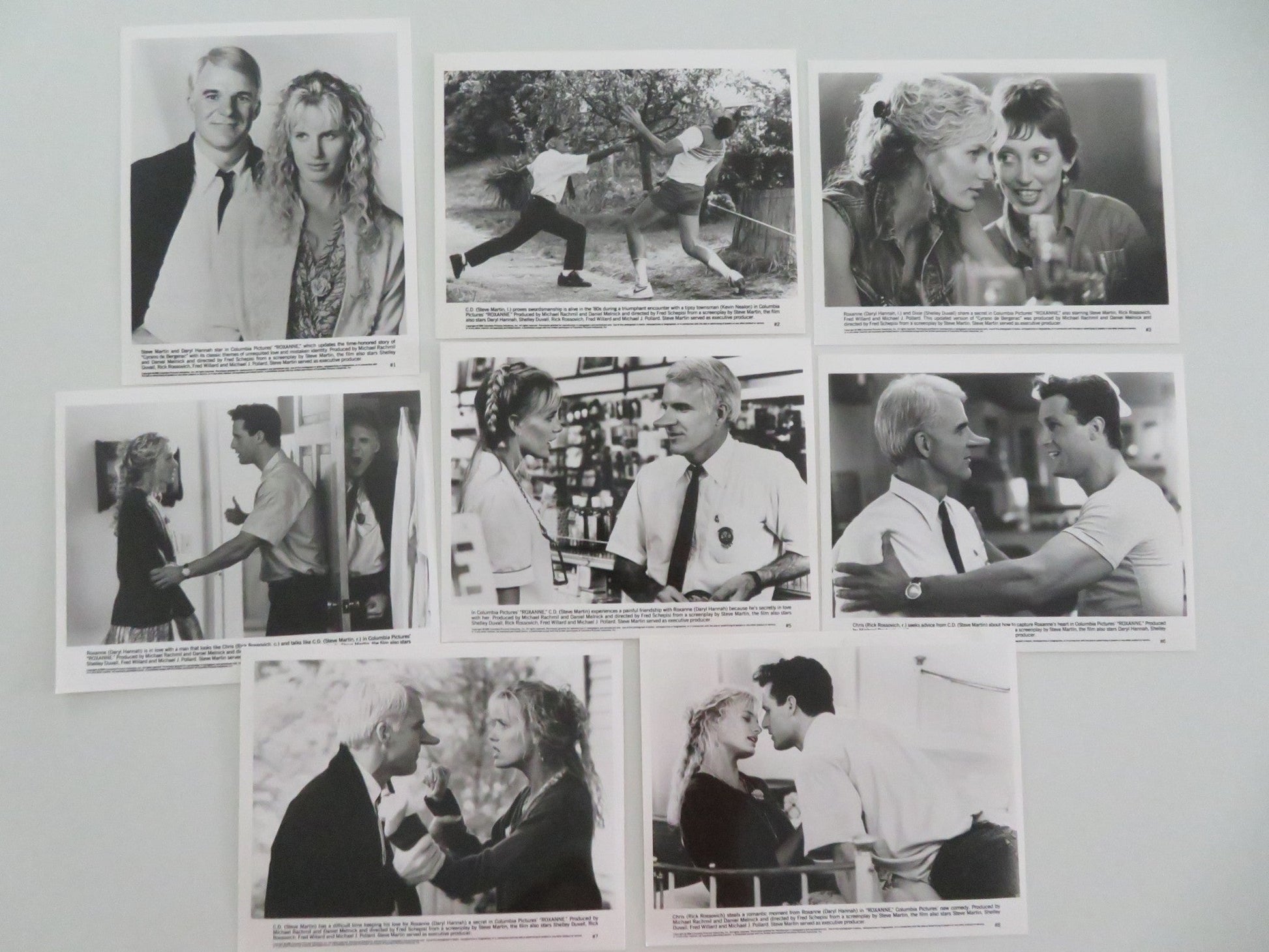 ROXANNE MOVIE STILL PHOTO LOT OF 8 STEVE MARTIN DARYL HANNAH 1987 Movie posters