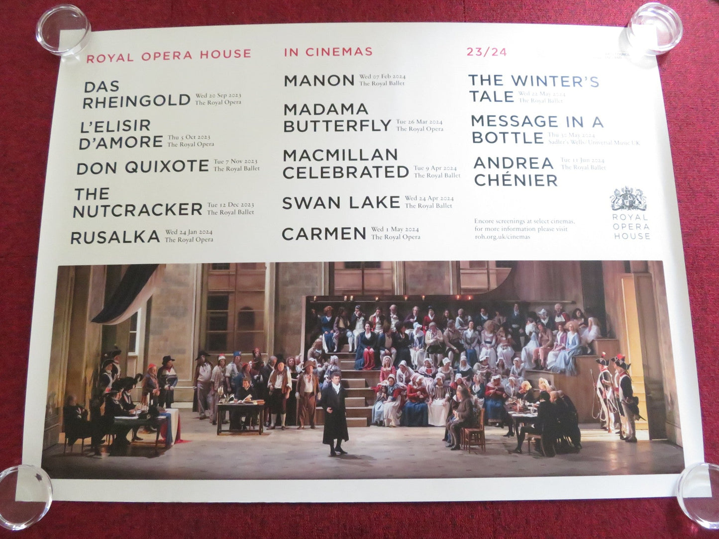 ROYAL OPERA HOUSE IN CINEMAS UK QUAD ROLLED POSTER ROYAL BALLET 2023/2024 Rendezvous Cinema Movie posters
