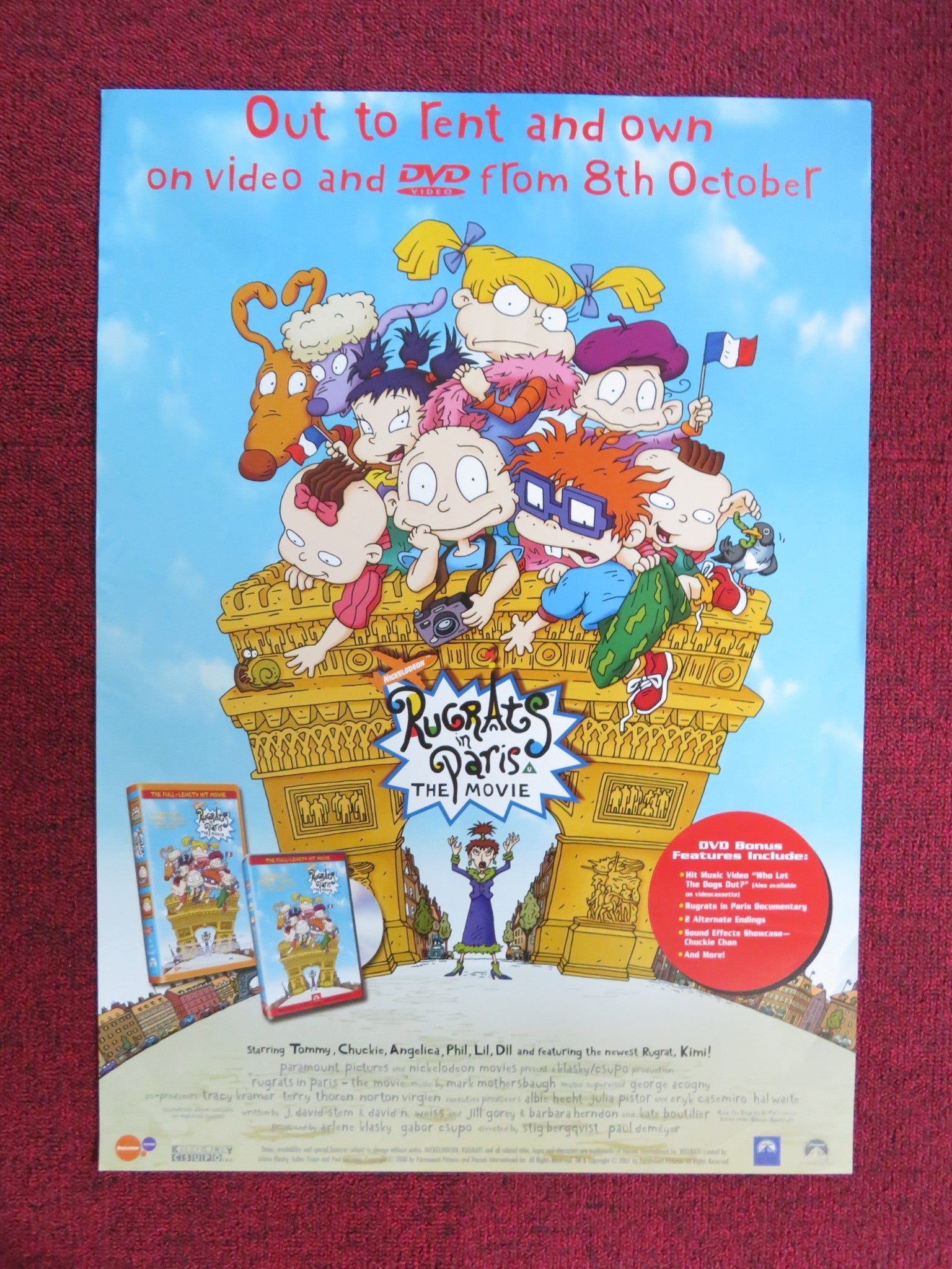 RUGRATS IN PARIS THE MOVIE VHS & DVD VIDEO POSTER ELIZABETH DAILY T. STRONG 2000 Rendezvous Cinema Movie posters