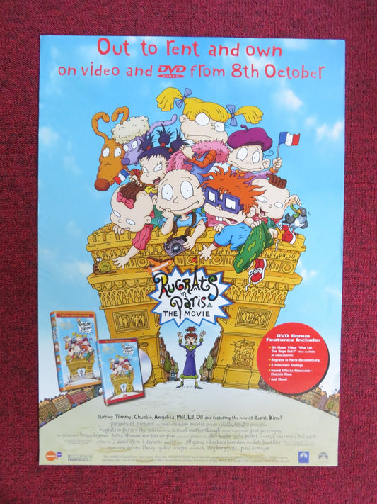 RUGRATS IN PARIS THE MOVIE VHS & DVD VIDEO POSTER ELIZABETH DAILY T. STRONG 2000 Rendezvous Cinema Movie posters