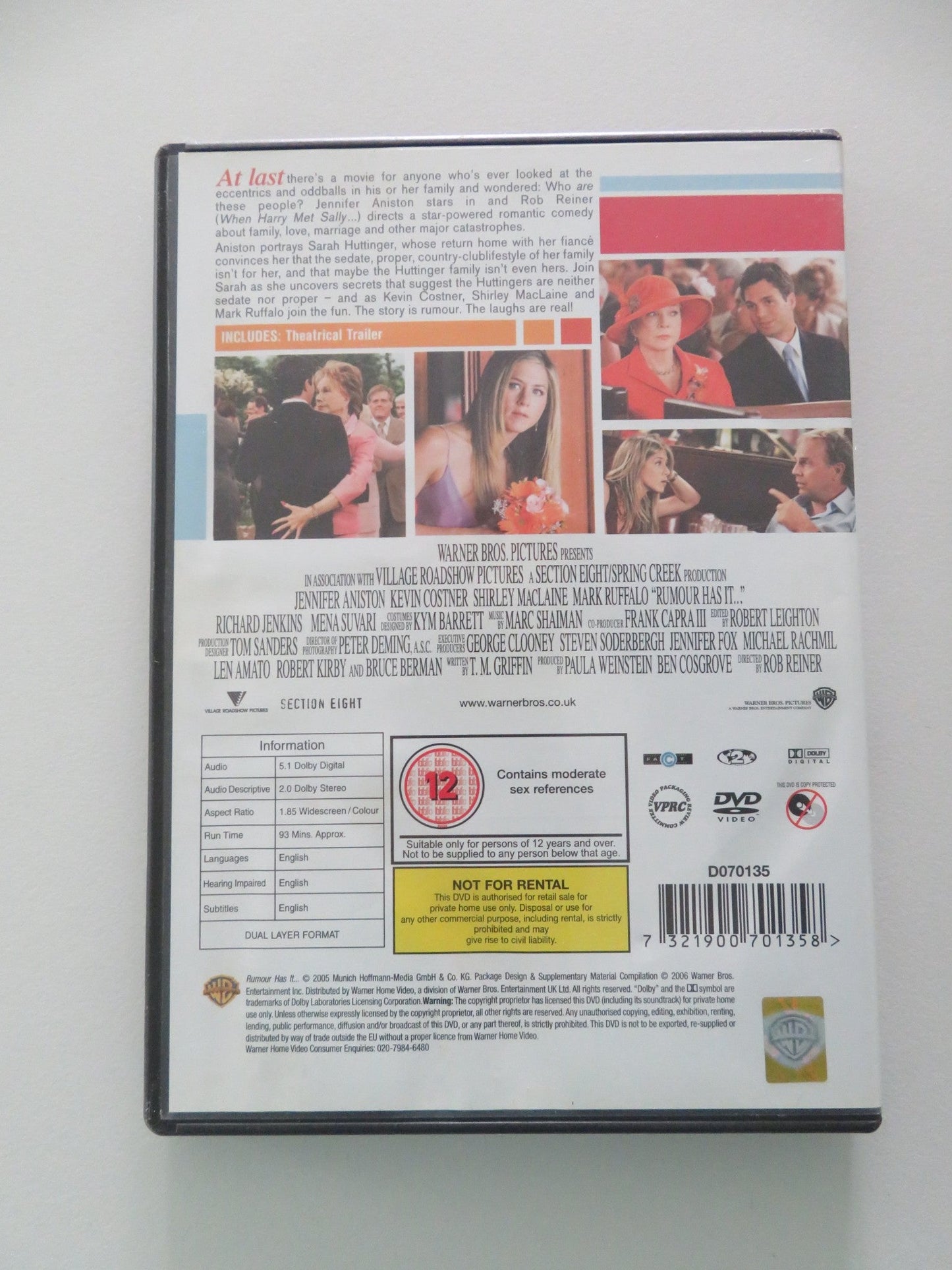 Rumour Has It... (DVD) Jennifer Aniston Kevin Costner 2005 Region 2 Movie posters