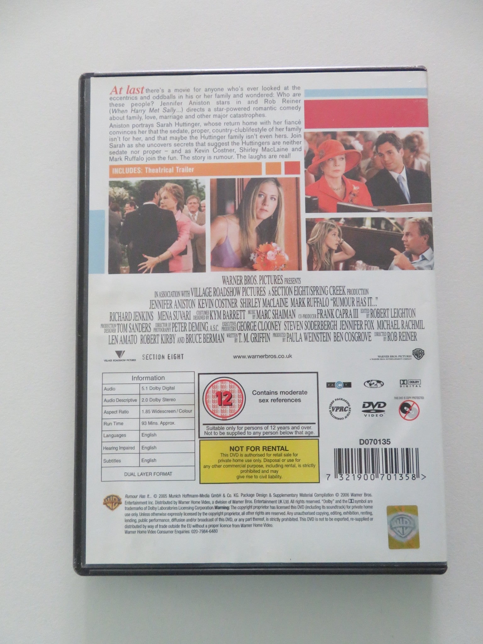 Rumour Has It... (DVD) Jennifer Aniston Kevin Costner 2005 Region 2 Movie posters